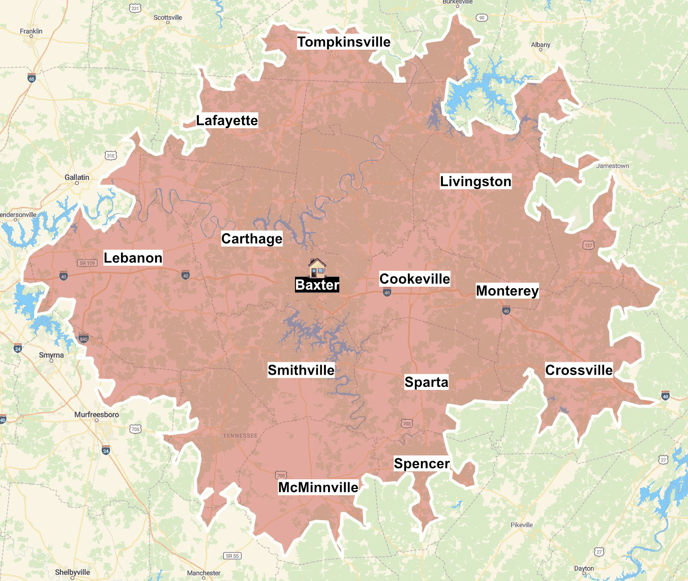 Legacy Pro 13:22 service area across Middle Tennessee